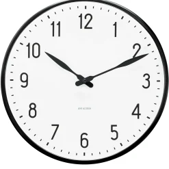 Arne Jacobsen Clocks Station Veggur Ø29 cm hvit/sort
