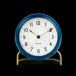 Arne Jacobsen Clocks Station Bordur Ø11 cm petroleum/hvit
