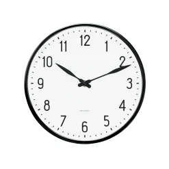 Arne Jacobsen Clocks Station Veggur Ø21 cm hvit/sort