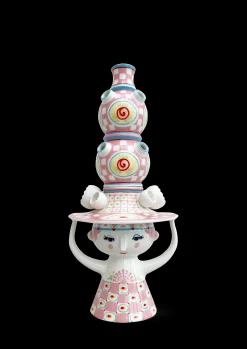 Bjørn Wiinblad Lady with hat Vase H50 cm pink