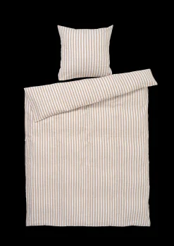 JUNA Bæk&Bølge Lines Sengetøy 140x220 cm sand/hvit NO