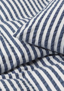 JUNA Bæk&Bølge Lines Sengetøy 140x220 cm mørk blå/hvit NO