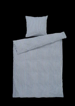 JUNA Bæk&Bølge Lines Sengetøy 140x200 cm mørk blå/hvit NO