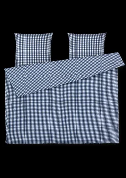 JUNA Bæk&Bølge Sengetøy 220x220 cm mørk blå/hvit SE
