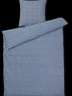 JUNA Bæk&Bølge Sengetøy 150x210 cm mørk blå/hvit SE