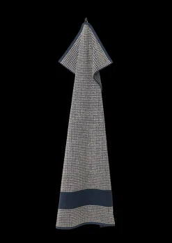 JUNA Check Håndkle 70x140 cm mørk blå/sand