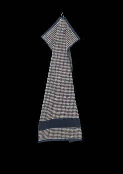 JUNA Check Håndkle 50x100 cm mørk blå/sand