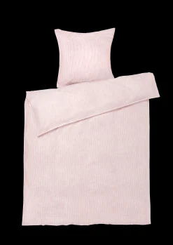 JUNA Monochrome Lines Sengetøy 140x200 cm rosa/hvit NO