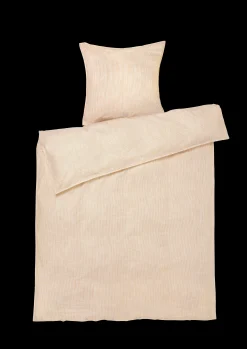 JUNA Monochrome Lines Sengetøy 140x200 cm oker/hvit NO