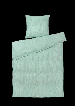 JUNA Monochrome Lines Sengetøy 140x220 cm grønn/hvit NO