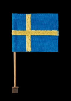 Kay Bojesen Tekstilflagg til bursdagstog, blått/gult – Kjøp her