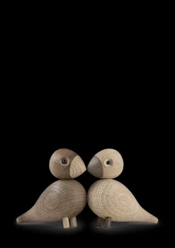 Kay Bojesen Turtelduer eik/røkt eik 1 par