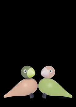 Kay Bojesen Turtelduer H9 cm lys grønn/rosa 1 sett