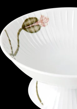 Kähler Hammershøi Poppy Skål på stett Ø16 cm hvit m. deko