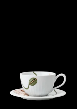 Kähler Hammershøi Poppy Tekopp med skål 38 cl hvit m. deko