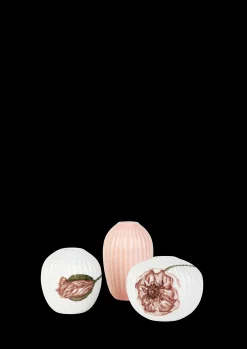 Kähler Hammershøi Poppy Vase miniatyr hvit m. deko 3 stk.