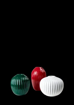 Kähler Hammershøi Vase miniatyr rød/grønn/hvit 3 stk.