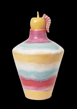 Kähler Poppery Vase med eple H32 cm pink/mint/gul - Kjøp nå