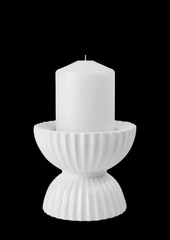 Lyngby Porcelæn Lyngby Tura Lysestake til kubbelys hvit