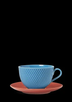 Lyngby Porcelæn Rhombe Color Tekopp med skål blå