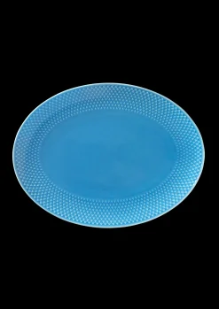 Lyngby Porcelæn Rhombe Color Oval serveringsfat blå
