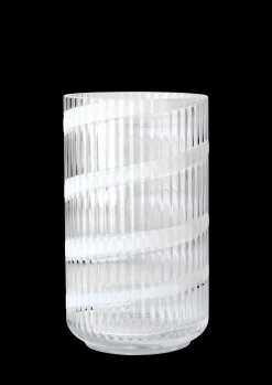 Lyngby Porcelæn Vase H25 cm swirl white munnblåst glass